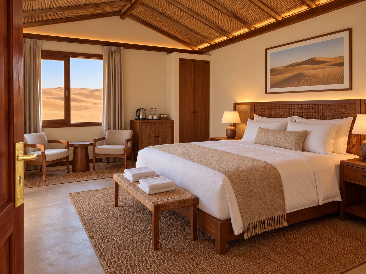 Room with a double bed
